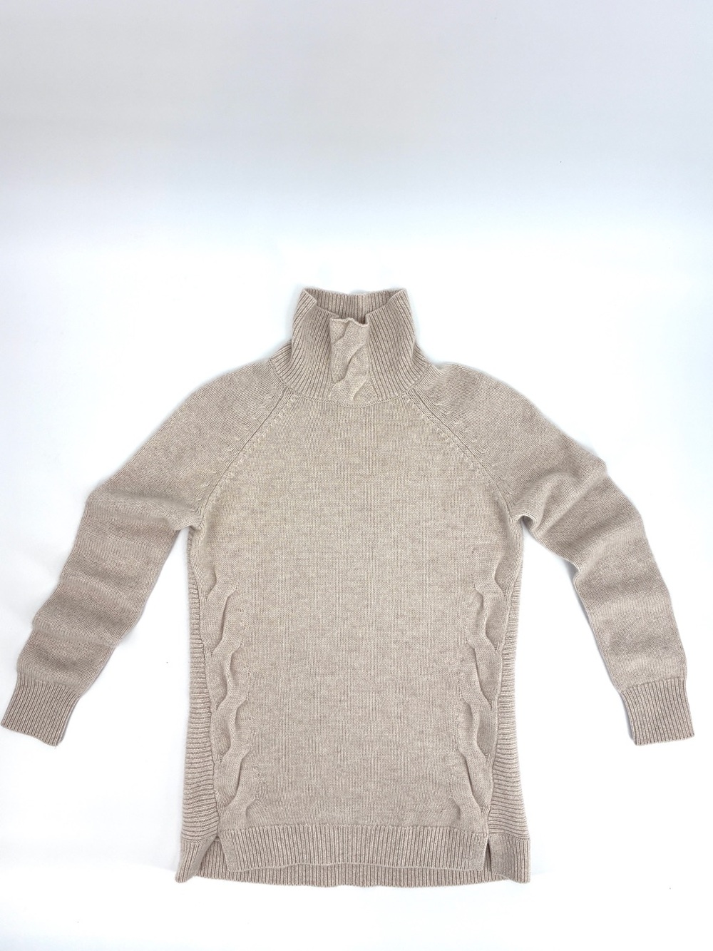 Garnet Hill Women’s Beige Oatmeal 100% Cashmere Turtleneck Sweater Small